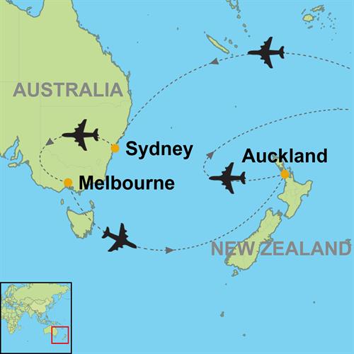 Map - Sydney - Melbourne - Auckland for Foodies