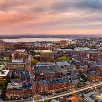 View of Boston and Portland Getaway by Train