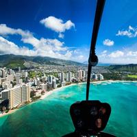 View of Oahu (Honolulu) and Guam Island by Air