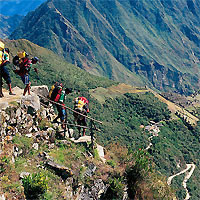 View of Classic Inca Trail to Machu Picchu and Lake Titicaca