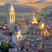 Avila with Walls and Segovia with Alcazar from Madrid